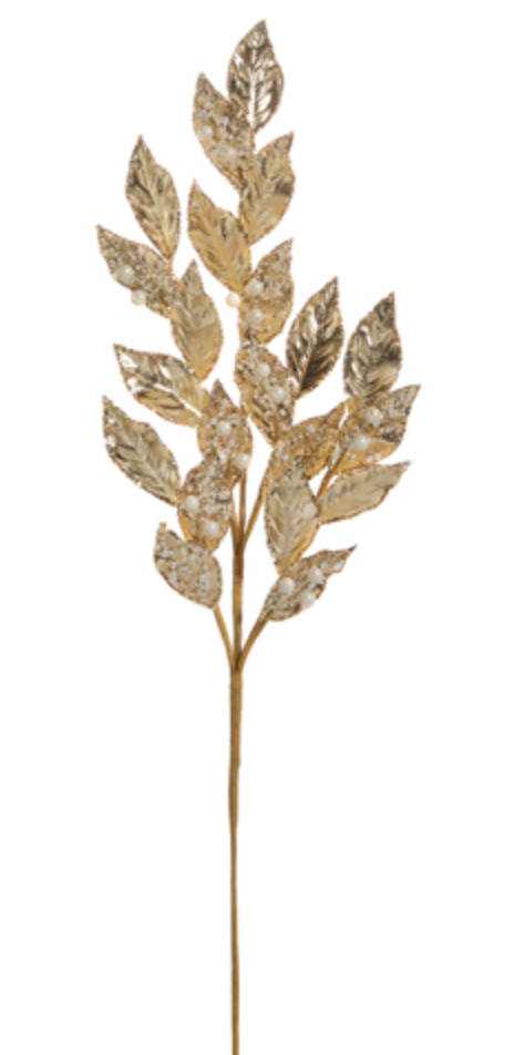 Glittered Gold Leaf Stem 28.75