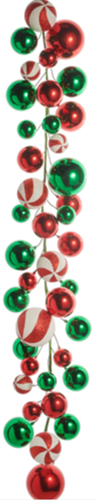 Red, Green, and Peppermint Ball Garland 4'