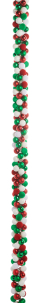 Red, Green, and White Ball Garland 5'