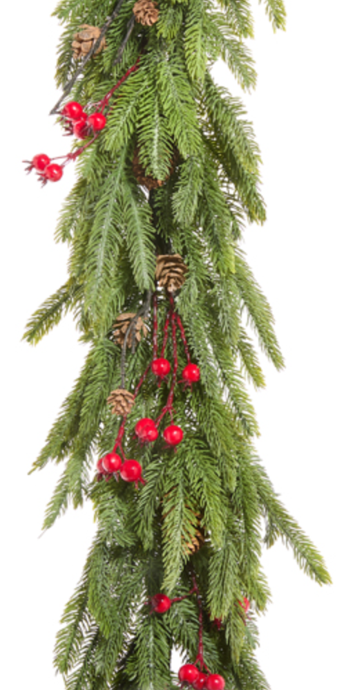 Norfolk Pine and Berry Garland 6'