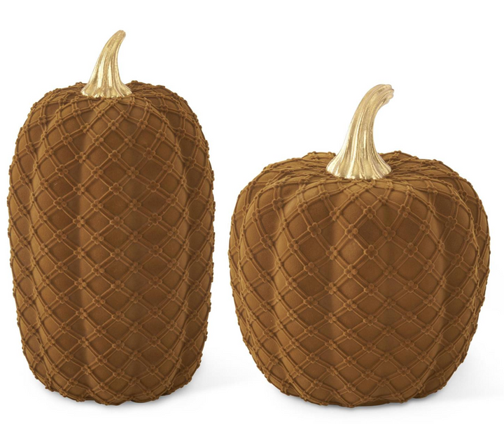 Brown Flocked Velvet Pumpkin