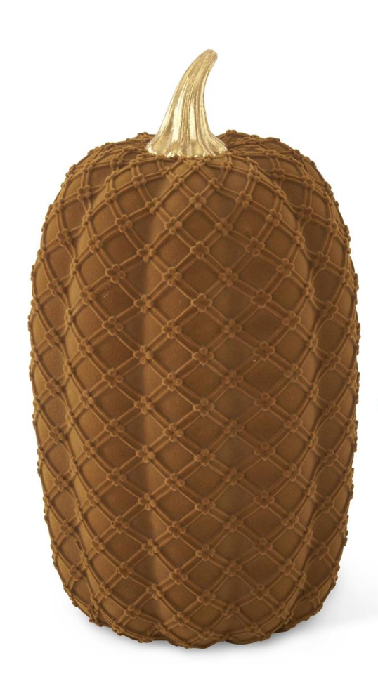 Brown Flocked Velvet Pumpkin