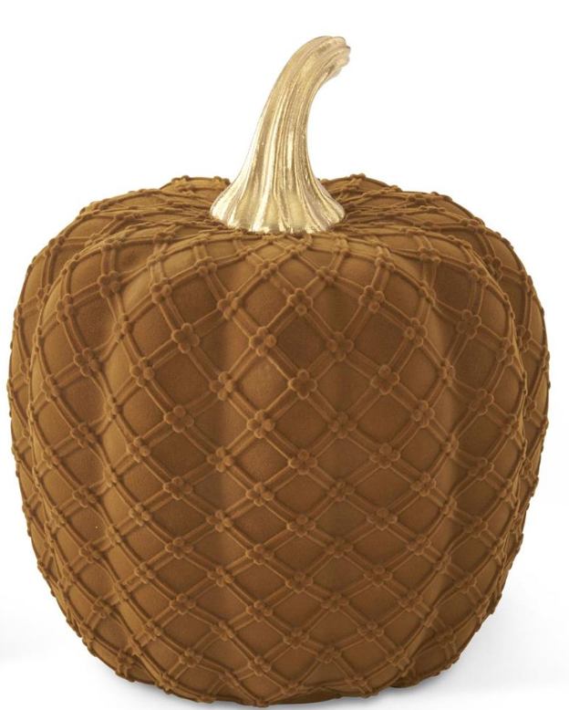 Brown Flocked Velvet Pumpkin