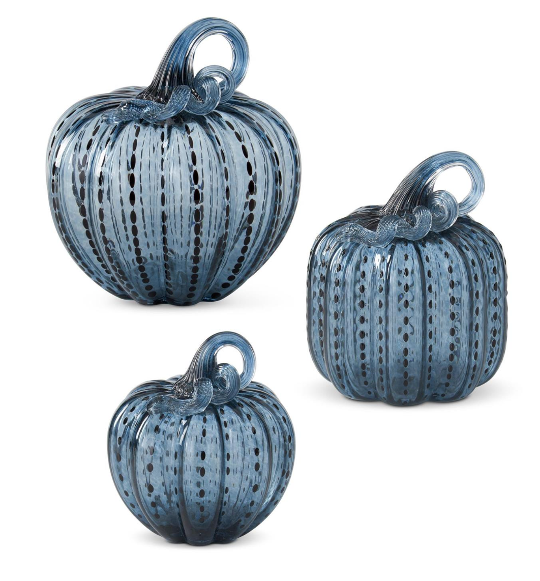 Blue Speckled Glass Pumpkin