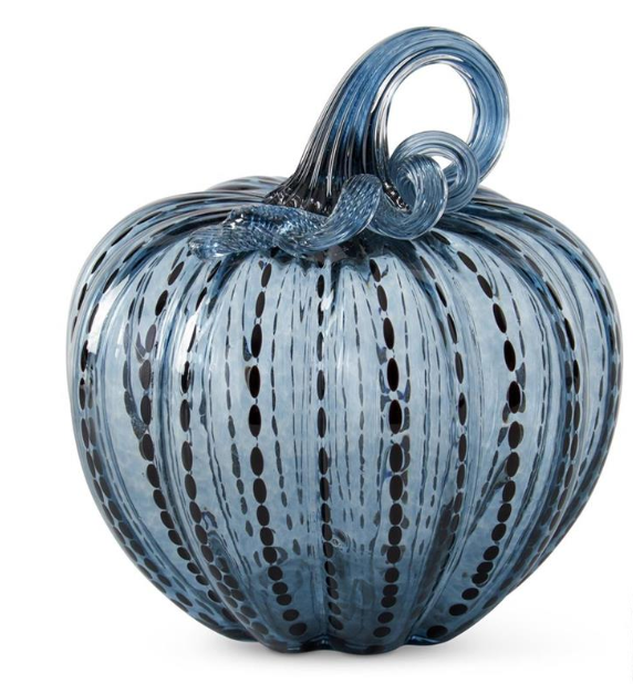 Blue Speckled Glass Pumpkin