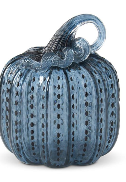 Blue Speckled Glass Pumpkin