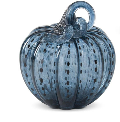 Blue Speckled Glass Pumpkin