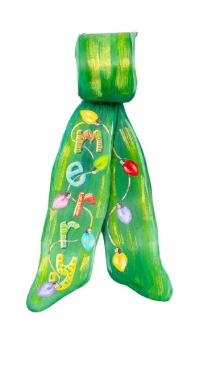 Green Merry & Bright Clip On Wreath Ribbon