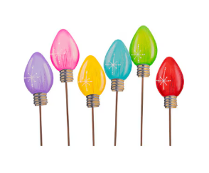Mini Colorful Christmas Bulb Stake