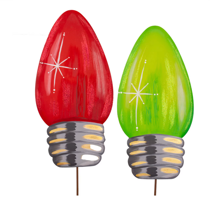 Red and Green Large Christmas Bulb Stake