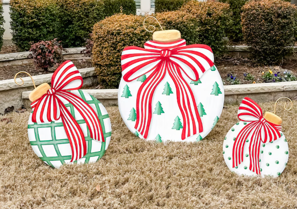 Red, Green, and White Ornament Stake