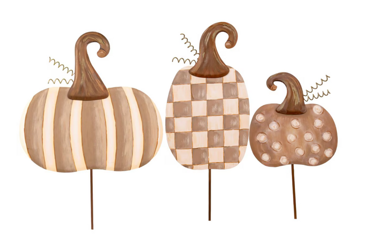Neutral Patterned Pumpkin Stakes