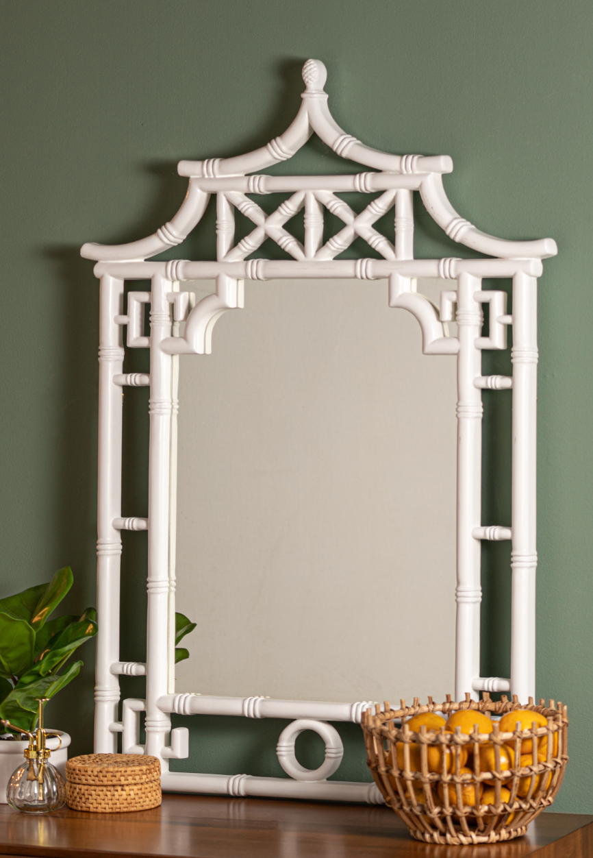 White Pagoda Wall Mirror