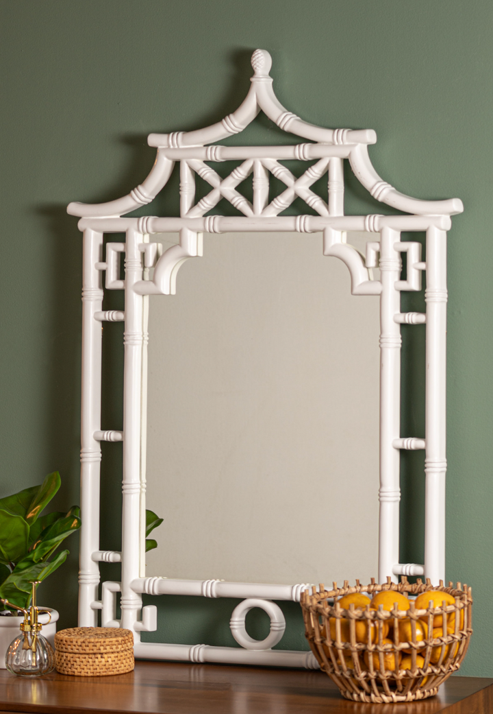 White Pagoda Wall Mirror