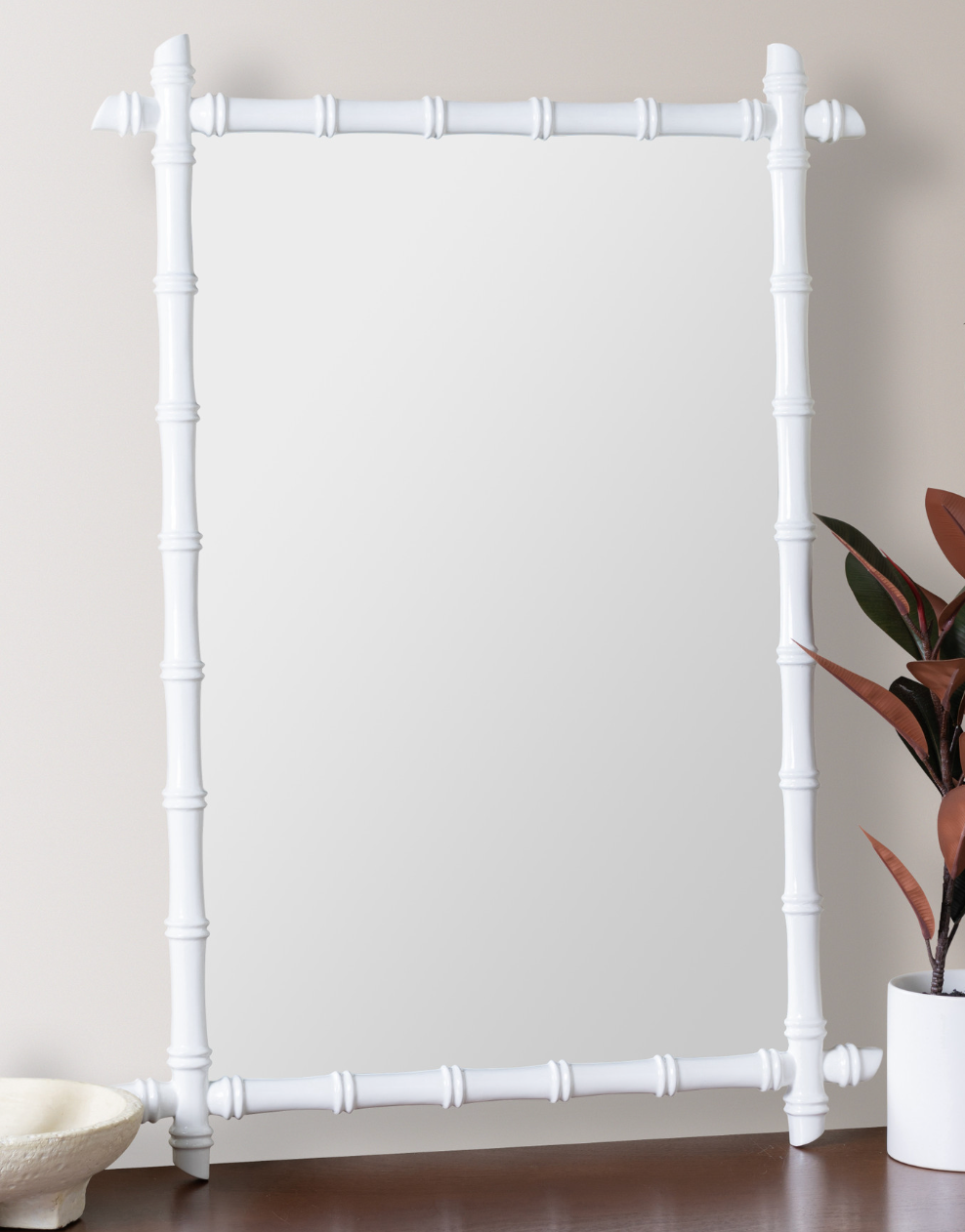 White Bamboo Wall Mirror