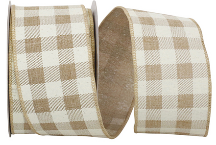 Twill Check Linen Wired Ribbon