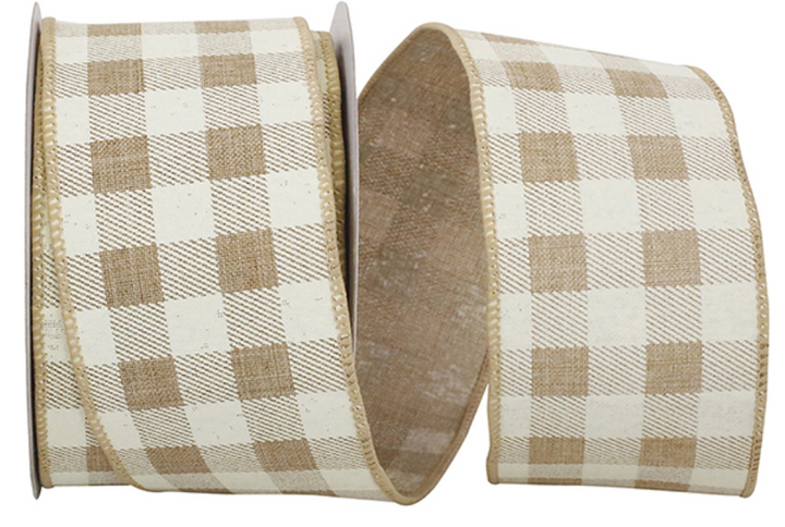 Twill Check Linen Wired Ribbon