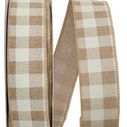 Twill Check Linen Wired Ribbon