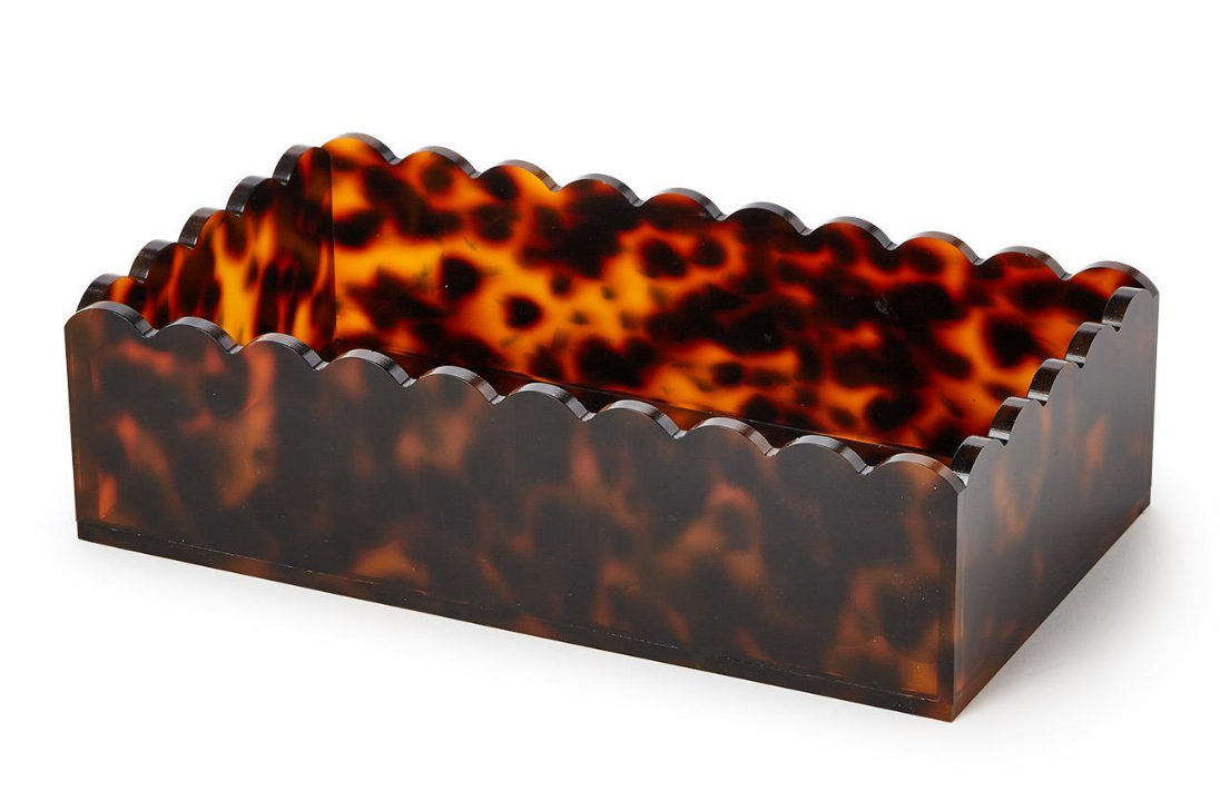 Scalloped Tortoise Print Napkin Holder
