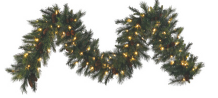 Prickly Pine Garland with Big Seed Cluster Lights 6'