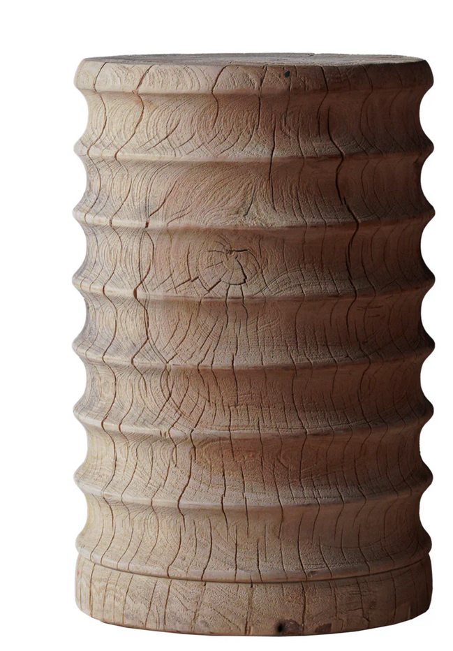 Ribbed Teak Side Table