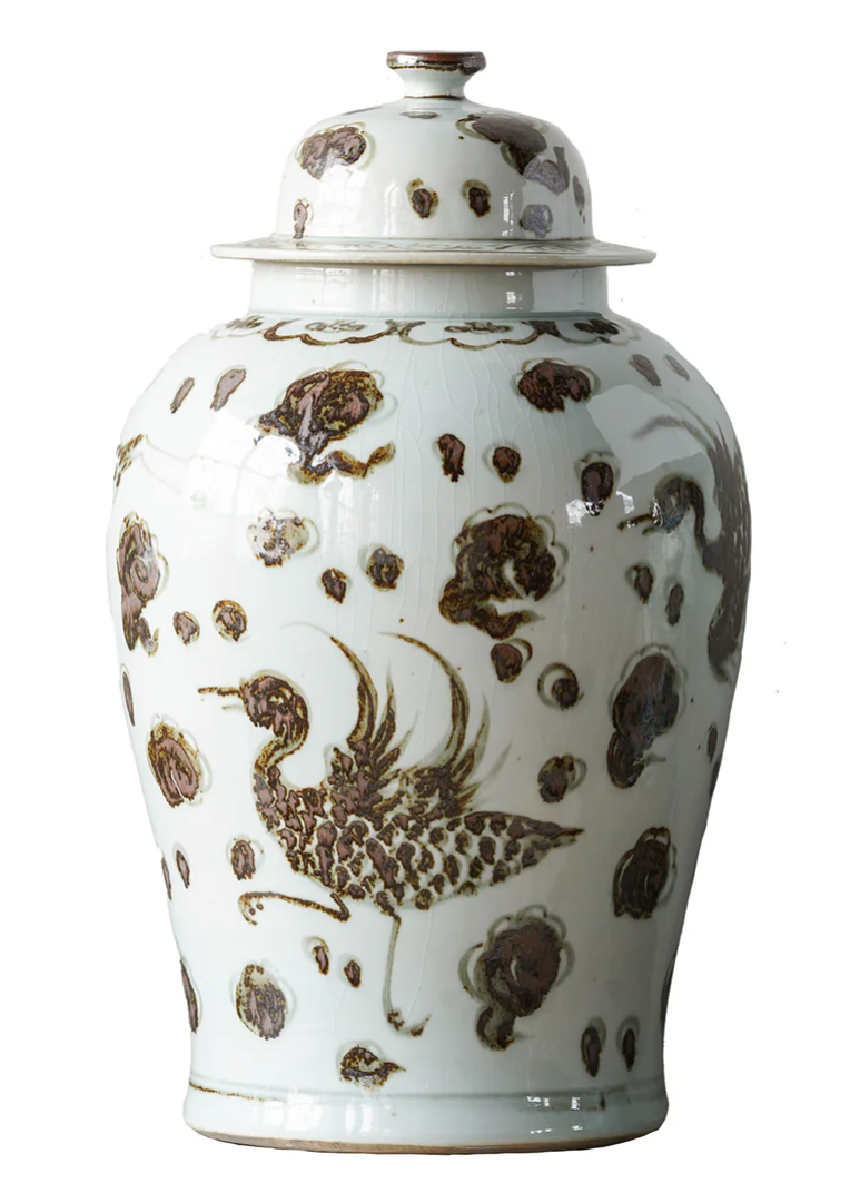 Brown Phoenix Ginger Jar