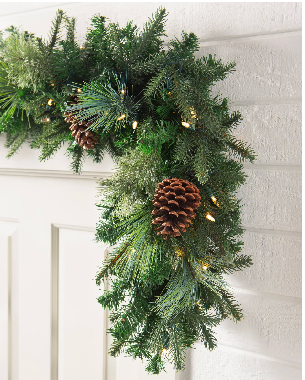 LED Mixed Evergreen Pine Garland