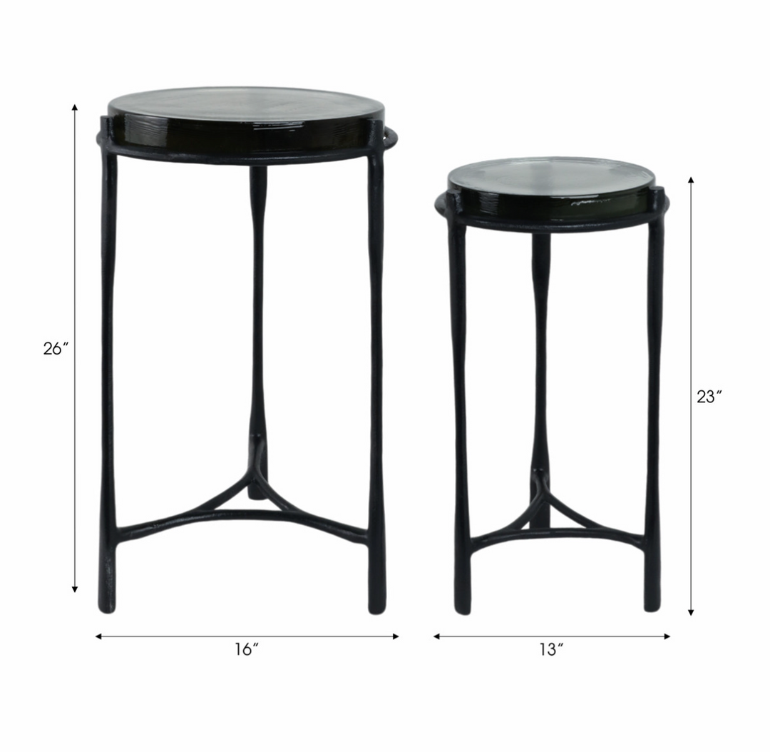Adonis Gunmetal Glass Accent Table