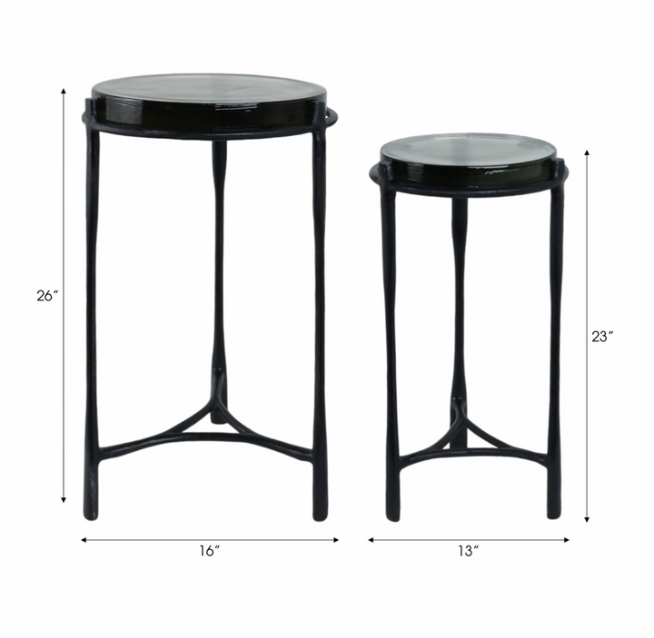Adonis Gunmetal Glass Accent Table