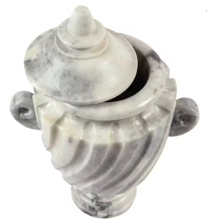 Tucana Carved Marble Urn With Lid