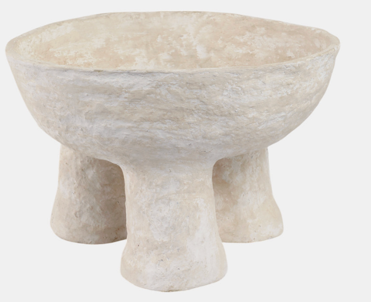 Footed Paper Mache Bowl