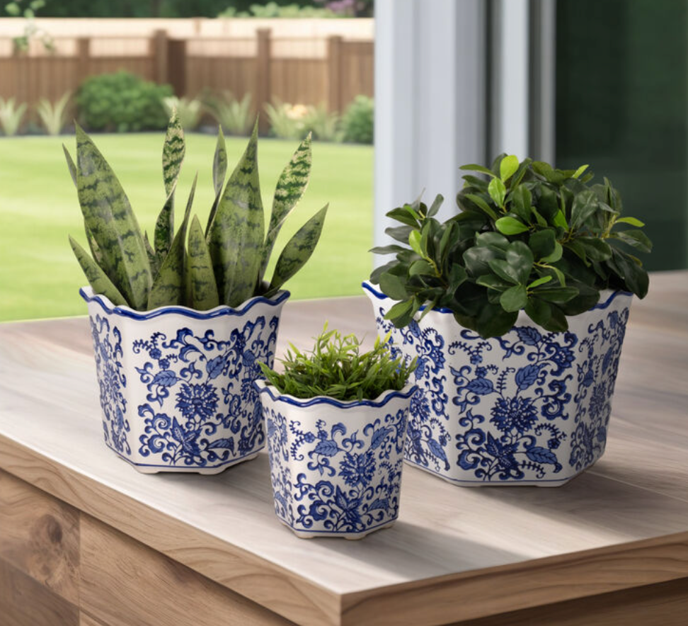 Chinoiserie Decorative Dahlia Planters