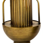 Antique Ribbed Brass Vase with Handles