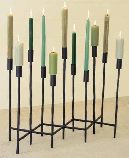 Eleven Forged Iron Taper Candelabra