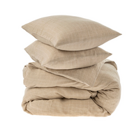 Sybarite Natural Linen Check Duvet Set