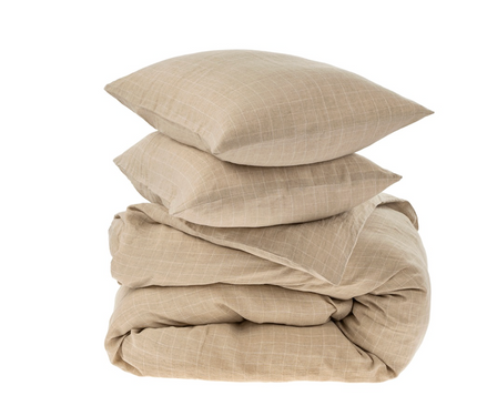 Sybarite Natural Linen Check Duvet Set