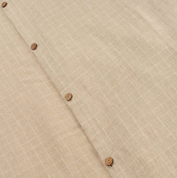 Sybarite Natural Linen Check Duvet Set