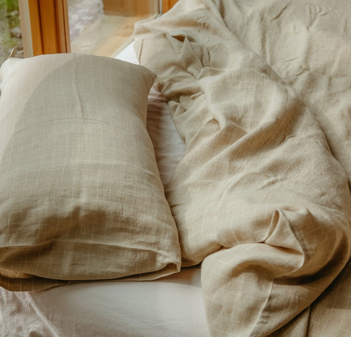 Sybarite Natural Linen Check Duvet Set