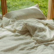 Sybarite Ivory Linen Check Duvet Set