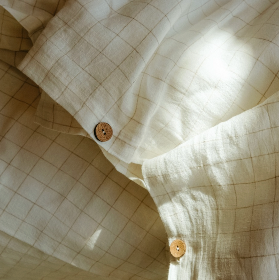 Sybarite Ivory Linen Check Duvet Set