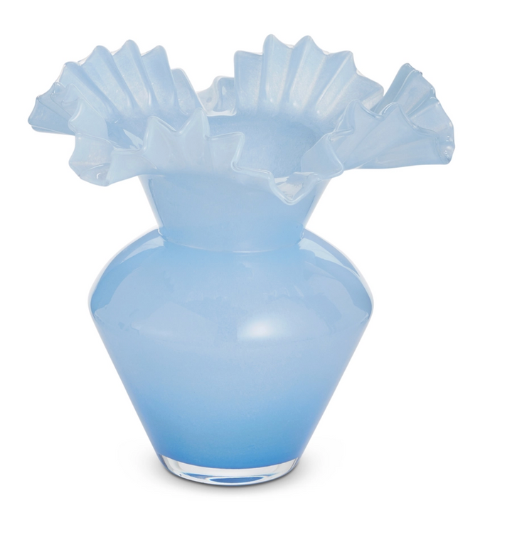 14.5" Blue Ruffle Vase
