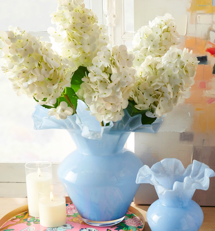 14.5" Blue Ruffle Vase