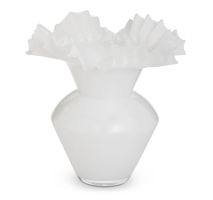 14.5" White Ruffle Vase