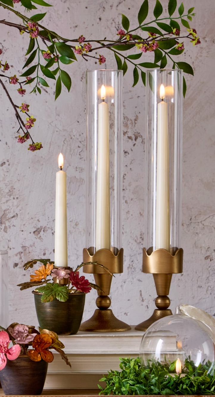 16.25" Gold Scalloped Hurricane Candlestick