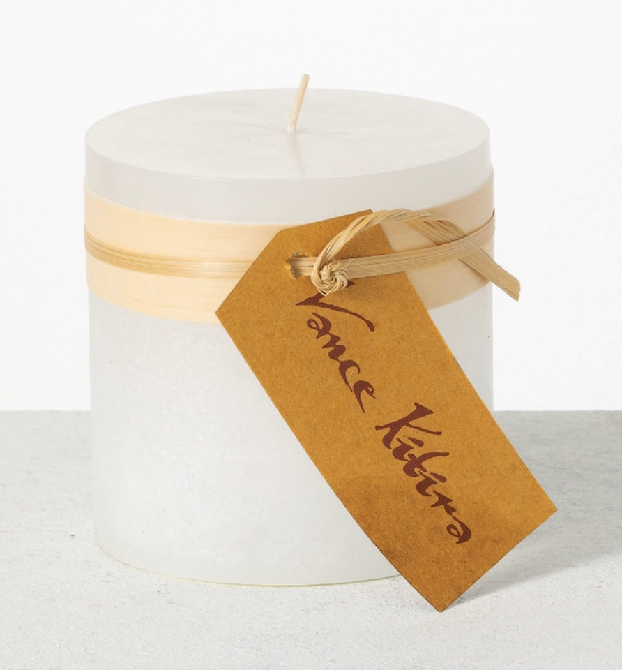 White Timber Pillar Candle