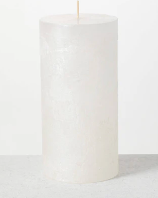 White Timber Pillar Candle