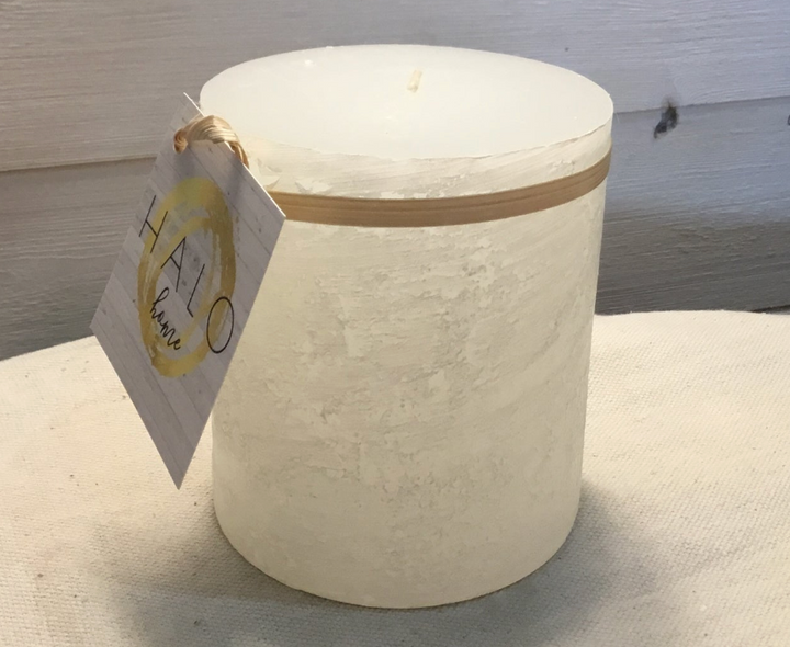 White Timber Pillar Candle