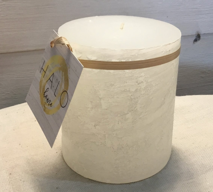 Pearl Timber Pillar Candle