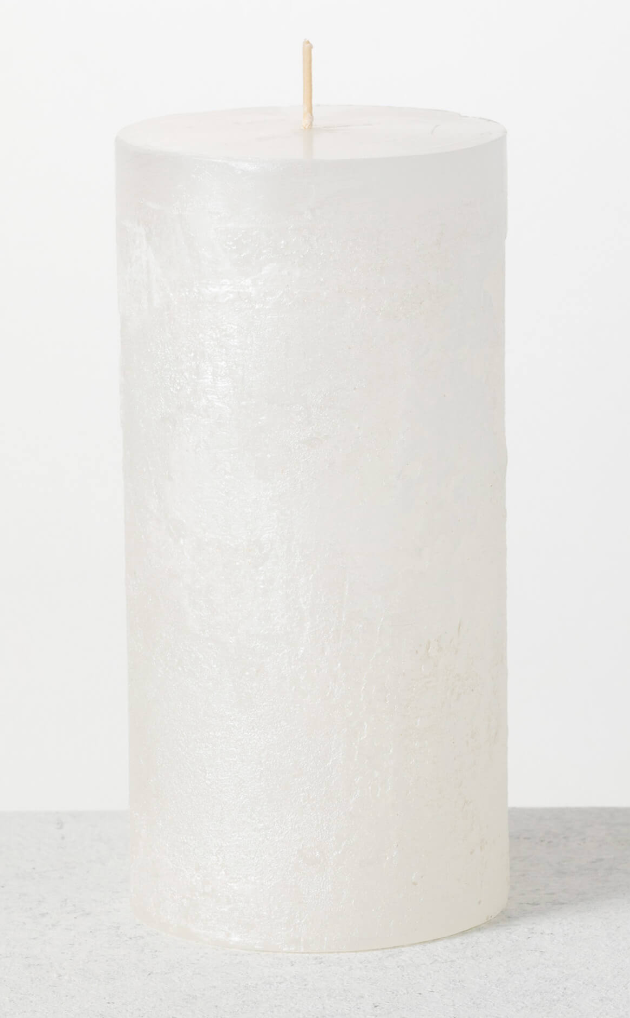 Pearl Timber Pillar Candle