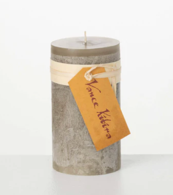 Gray Timber Pillar Candle